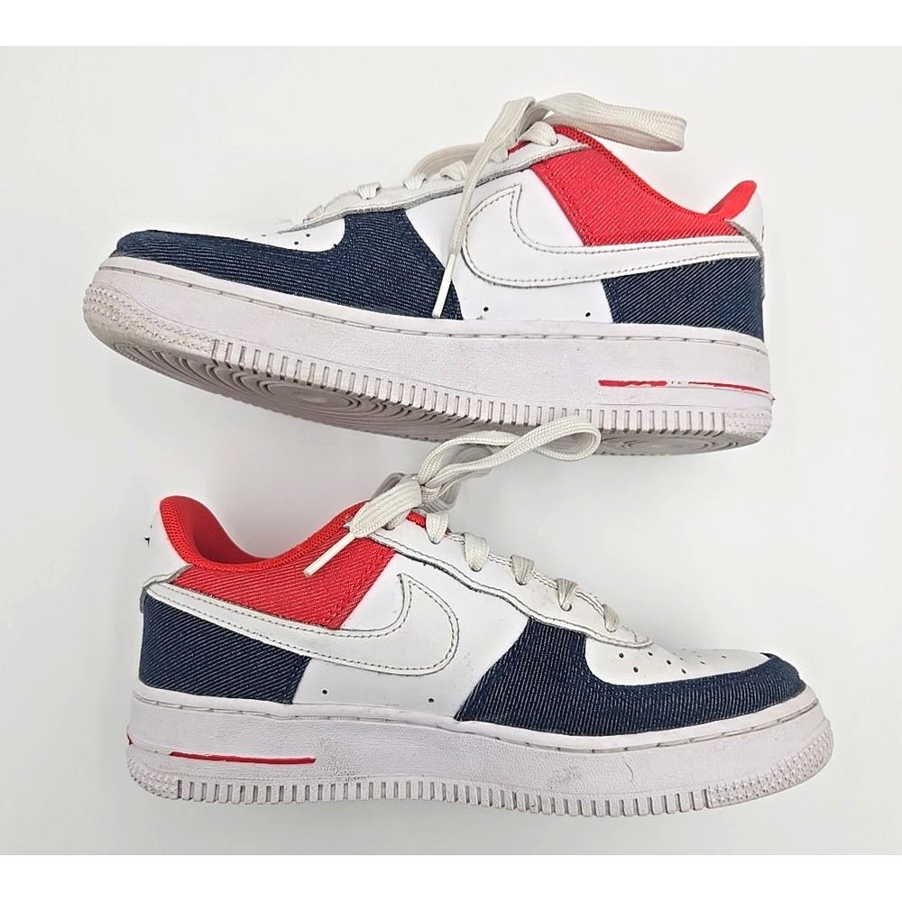 NIKE AIR FORCE‎ 1 LOW LV8 GS DENIM BOY'S WALKING SHOES SIZE 4Y DJ5180 Womens 5.5